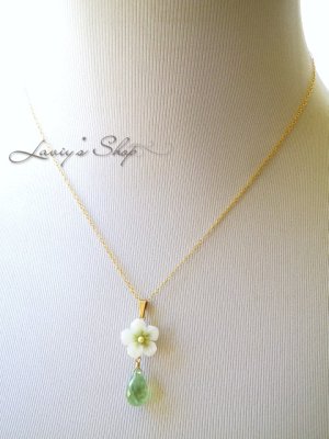 画像7: 潤いプレナイトと小花のネックレス