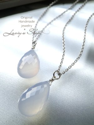 画像6: ラベンダーブルーカルセドニーの1粒ネックレス