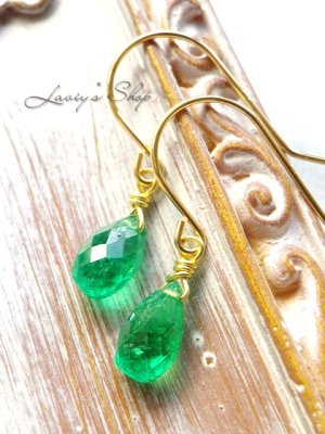 画像3: K18/コロンビア産エメラルドの1粒ピアス