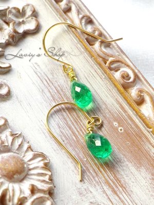 画像4: K18/コロンビア産エメラルドの1粒ピアス