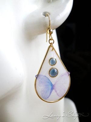 画像10: resin accessory*蝶とブルートパーズのピアス