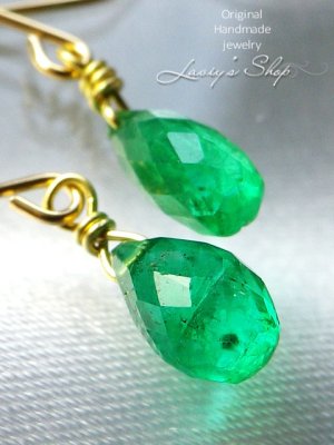 画像5: K18/コロンビア産エメラルドの1粒ピアス