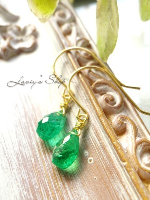 画像2: K18/コロンビア産エメラルドの1粒ピアス