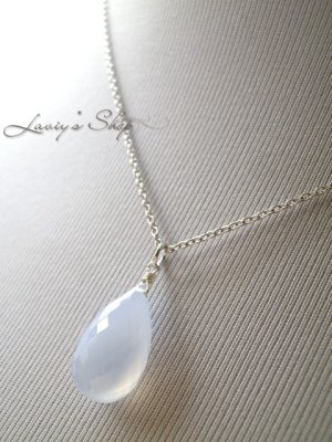 画像7: ラベンダーブルーカルセドニーの1粒ネックレス