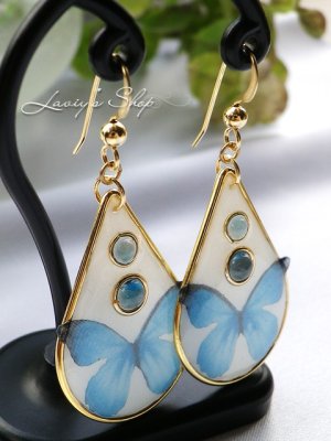 画像6: resin accessory*蝶とブルートパーズのピアス