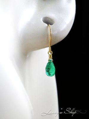 画像6: K18/コロンビア産エメラルドの1粒ピアス