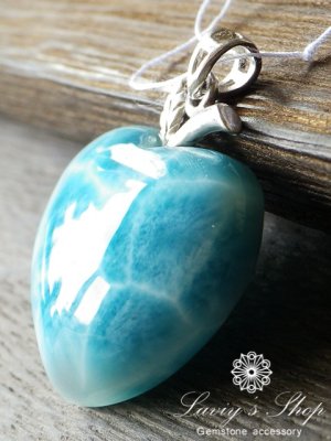 画像4: 高品質ラリマールアップルハートのペンダントトップ(8,6g)