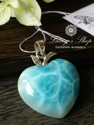 画像2: 高品質ラリマールアップルハートのペンダントトップ(8,6g)