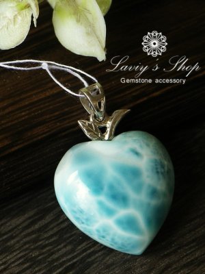 画像2: 高品質ラリマールアップルハートのペンダントトップ(5,6g)