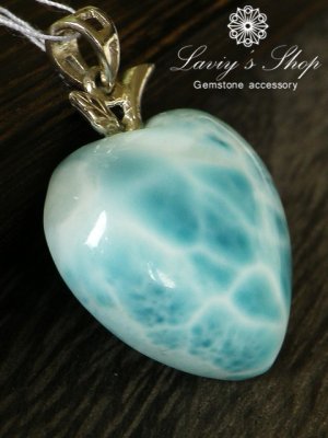 画像4: 高品質ラリマールアップルハートのペンダントトップ(5,6g)