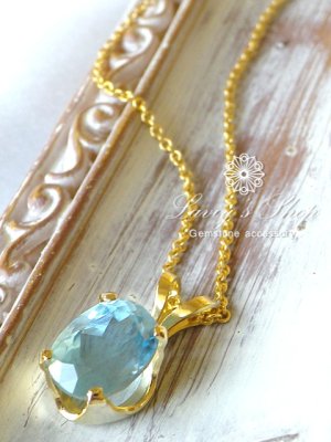 画像8: シルキーアクアマリンの1粒ネックレス(OV)