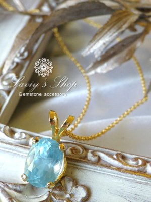 画像4: シルキーアクアマリンの1粒ネックレス(OV)
