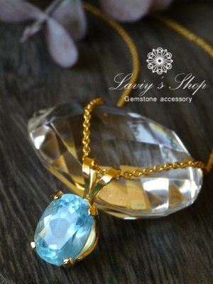 画像2: シルキーアクアマリンの1粒ネックレス(OV)