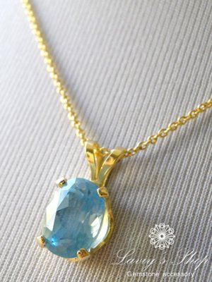 画像9: シルキーアクアマリンの1粒ネックレス(OV)