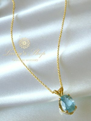 画像6: シルキーアクアマリンの1粒ネックレス(OV)