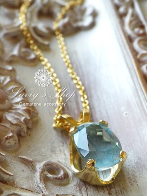 画像7: シルキーアクアマリンの1粒ネックレス(OV)