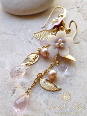 画像3: 『桜ものがたり』ローズクォーツと桜の吹雪ピアス