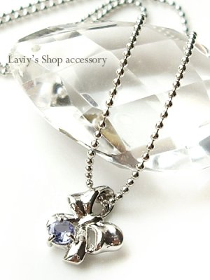 画像1: 宝石タンザナイトとダイヤモンドのリボンモチーフNK