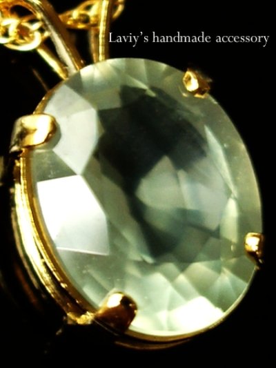 画像1: 宝石プレナイトの1粒ネックレス