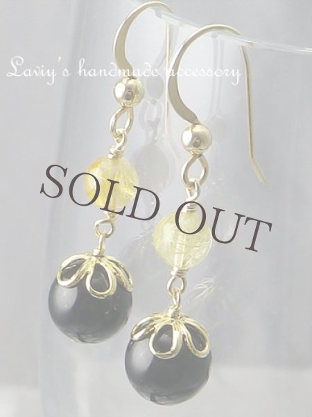 画像3: 高品質ルチルクォーツ・オニキスのピアス (3)