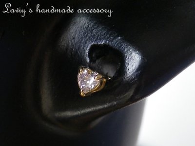 画像3: K18ピンクダイヤモンドハートの手巻きスタッドピアス