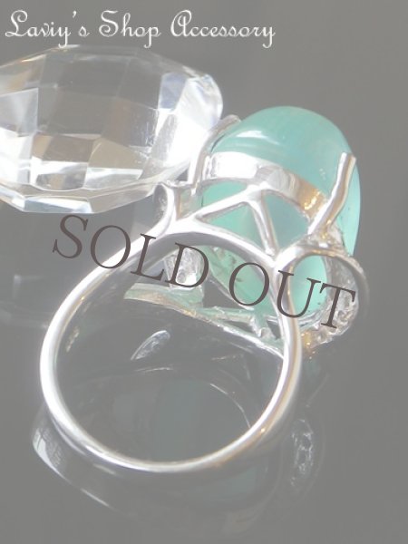 画像4: 大粒アップルグリーンカルサイトとCzのリング (4)