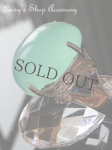 画像3: 大粒アップルグリーンカルサイトとCzのリング (3)