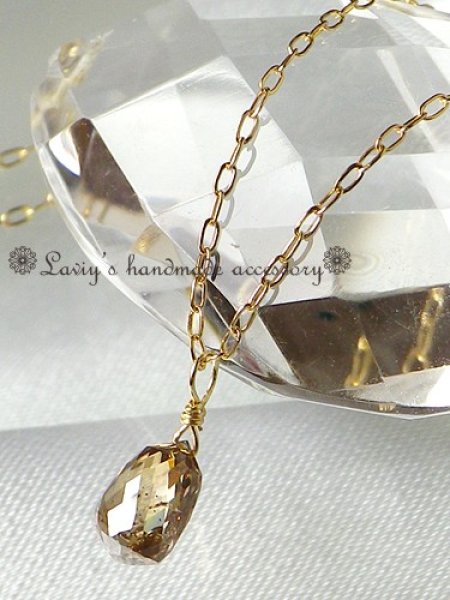 画像1: ラスト！K18ブラウンダイヤモンドの1粒ネックレス (1)