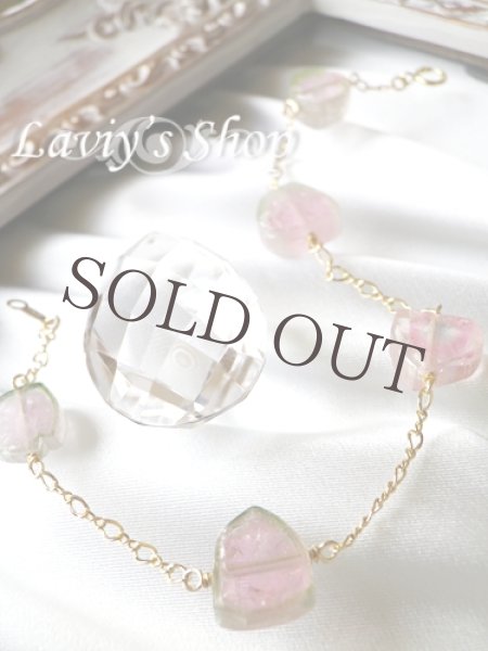 画像3: アフガニスタン産ウォーターメロントルマリン原石スライスのブレスレット (3)