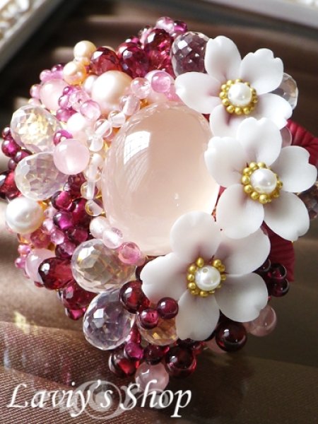 画像3: 贅沢宝石尽くしの桜ブローチ (3)