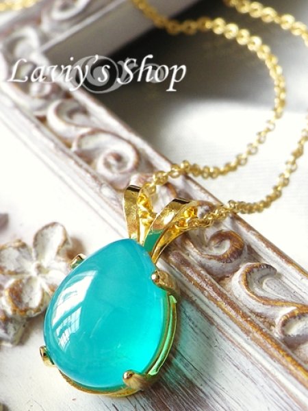 画像2: シーブルースミソナイトの1粒ネックレス(雫) (2)