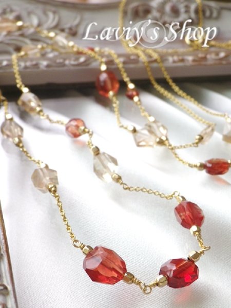 画像4: 高品質フリーカットアンデシンとオレゴンサンストーンのロングネックレス (4)