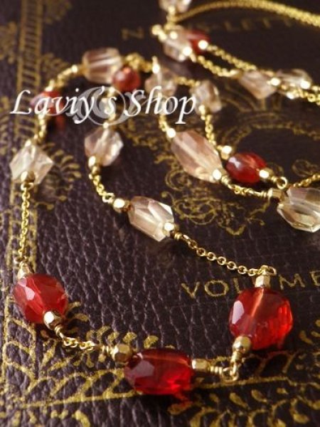 画像2: 高品質フリーカットアンデシンとオレゴンサンストーンのロングネックレス (2)