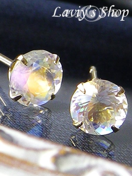 画像3: K18/タンザニア産レインボーアンデシンのスタッドピアス (3)