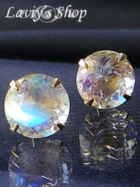 画像4: K18/タンザニア産レインボーアンデシンのスタッドピアス (4)