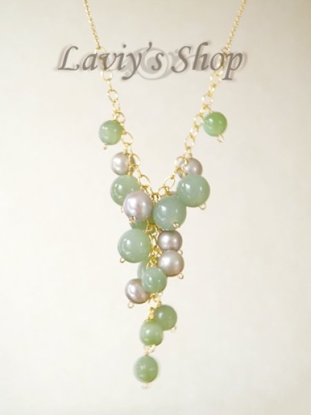 画像5: ネフライトと淡水パールのタッセルネックレス (5)