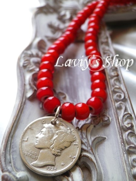 画像4: アンティークメダルとインディアンビーズのネックレス (4)