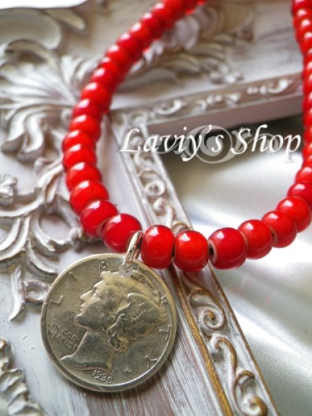 画像2: アンティークメダルとインディアンビーズのネックレス (2)