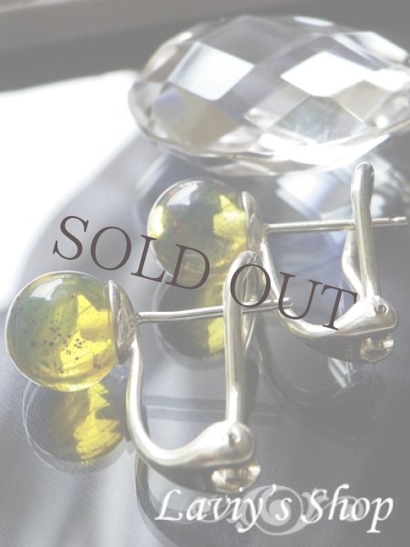 画像3: 高品質ラウンドブルーアンバーのスタッドタイプレバーバックピアス (3)