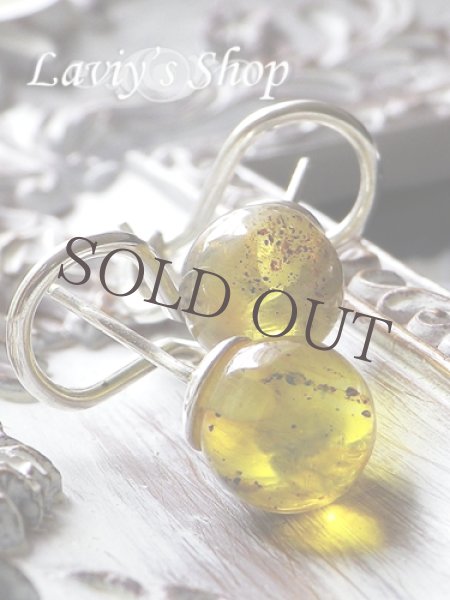 画像5: 高品質ラウンドブルーアンバーのスタッドタイプレバーバックピアス (5)