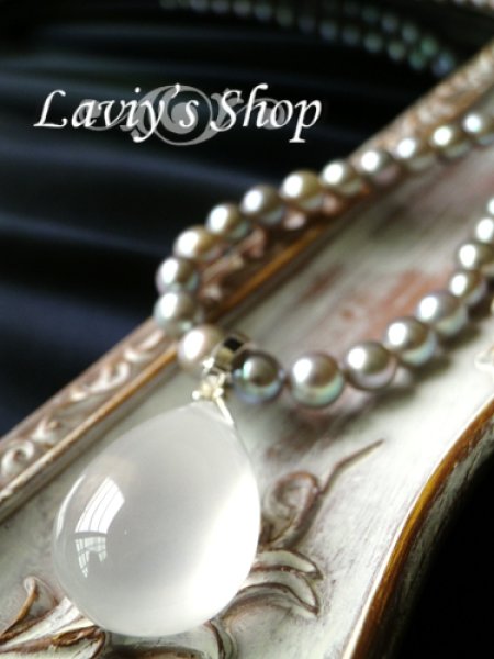 画像7: ぽってりミルキークォーツと上質淡水パールの2WAYネックレス (7)