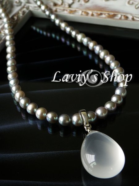 画像2: ぽってりミルキークォーツと上質淡水パールの2WAYネックレス (2)