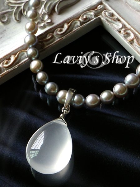 画像5: ぽってりミルキークォーツと上質淡水パールの2WAYネックレス (5)