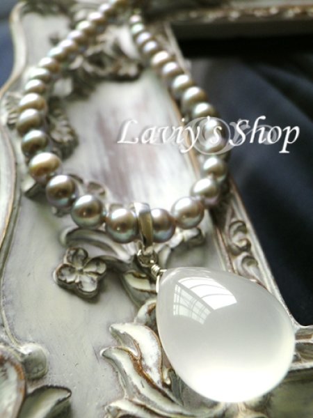 画像6: ぽってりミルキークォーツと上質淡水パールの2WAYネックレス (6)