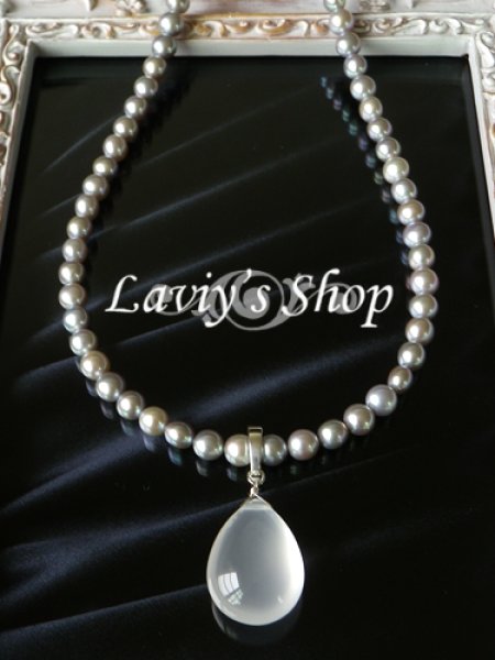 画像4: ぽってりミルキークォーツと上質淡水パールの2WAYネックレス (4)