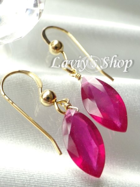 画像4: 高品質マーキスカットルビーの1粒デザインピアス (4)