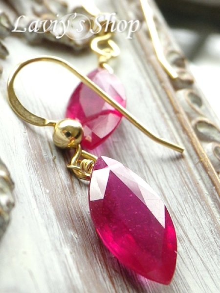 画像6: 高品質マーキスカットルビーの1粒デザインピアス (6)