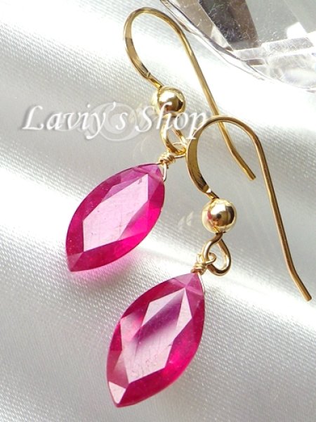 画像3: 高品質マーキスカットルビーの1粒デザインピアス (3)