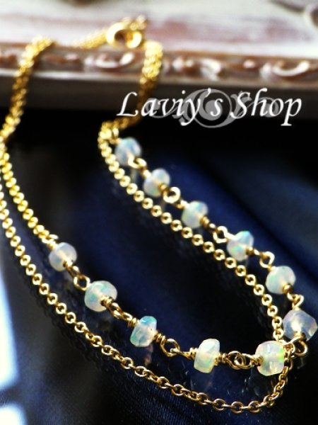 画像3: エチオピア産オパールGemビーズの2連デザインブレスレット (3)