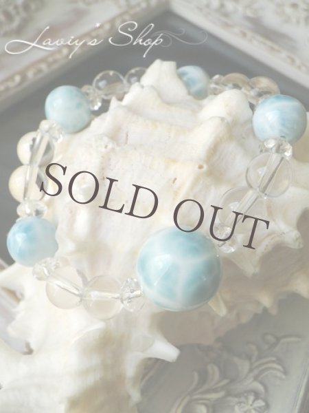 画像5: 大珠高品質ラリマールと水晶のスピリチュアルブレスレット (5)